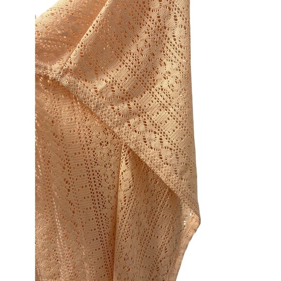 Loverich Peach Knit Beach Cover Up With Tie Front Elastic Waist Crochet Style Sz - Picture 11 of 12